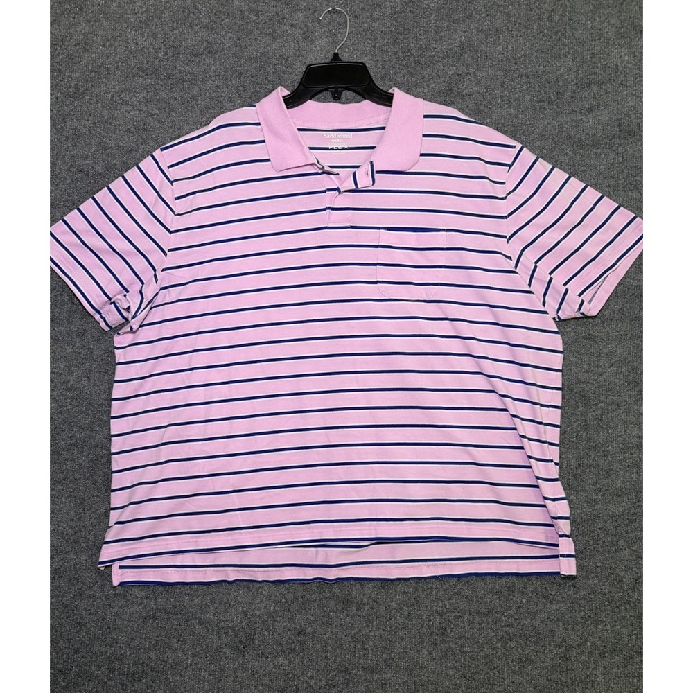Mens Saddlebred Big And Tall Comfort Flex Size 4X Pink W Blue And White Stripes
